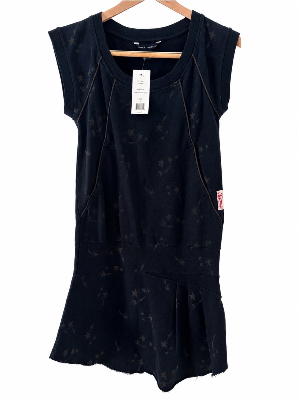 French Connection Black Star-Print Crewneck Dress